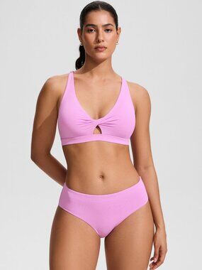 Twist Front Cut Out Cross Back Bikini Top